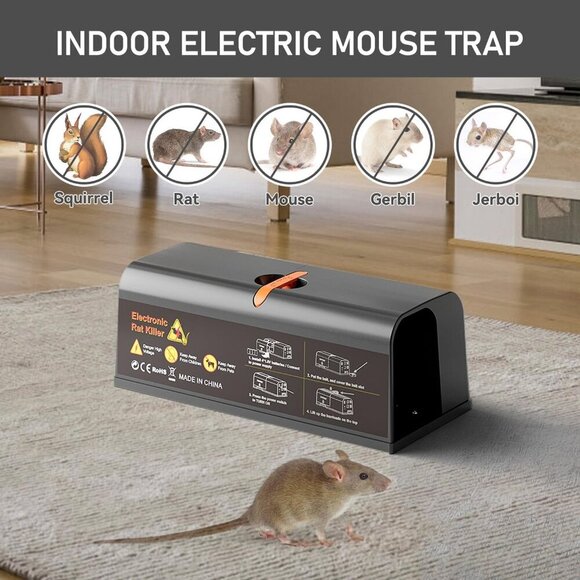 Electric Rat Trap, Powerful Indoor Rodent Zapper with 3900V High-Voltage Shock - Picture 5 of 5